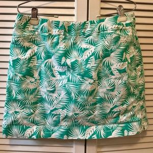 Croft and Barrow Teal Green Tropical Palm Cotton Stretch Skort Size 14